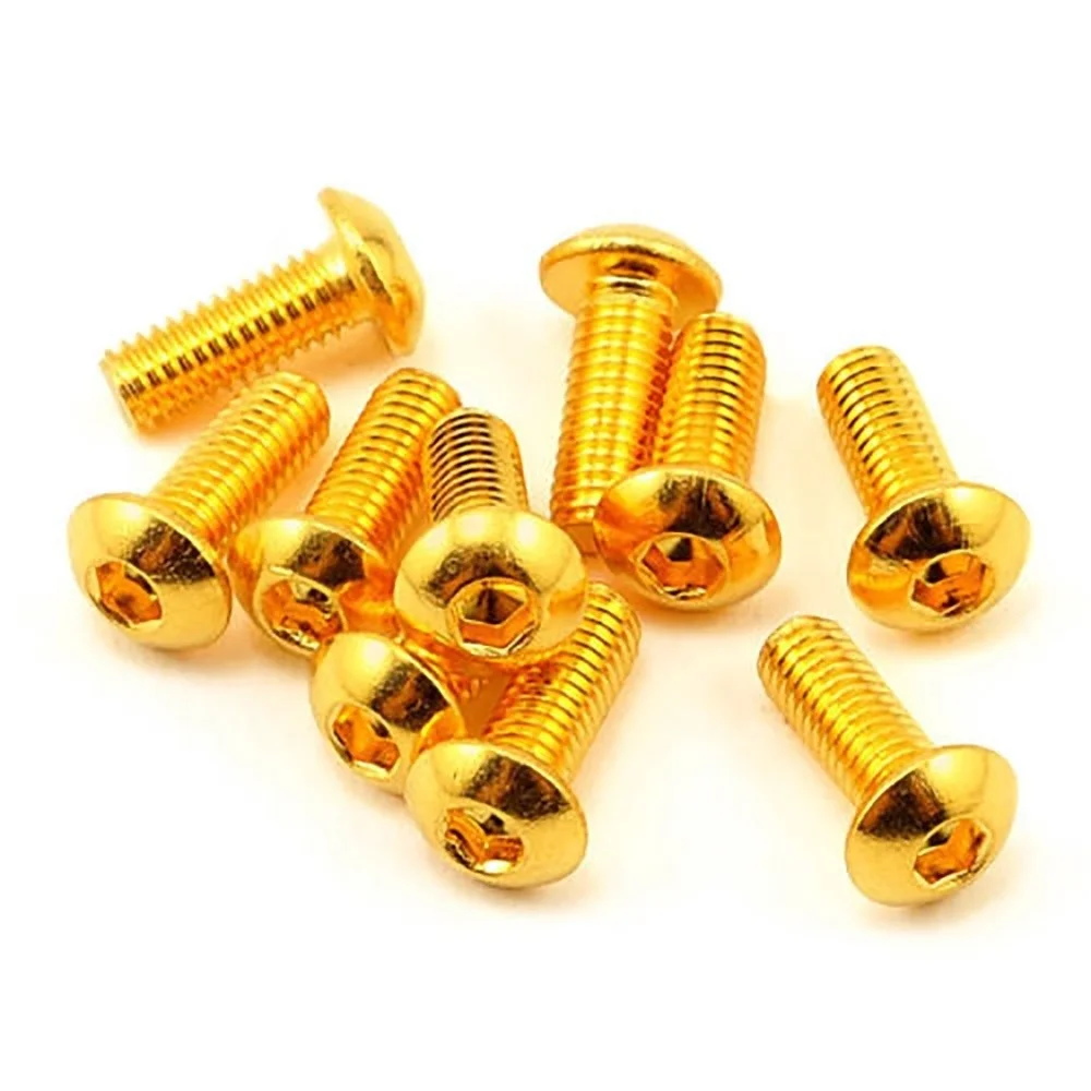 10pcs Grade 12.9 Half Round Head Plating Titanium Gold Hex Screw M2 M2.5 M3 M4 M5 Iso7380 Hex Socket Screw Length 5-30mm