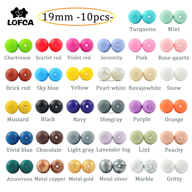 

LOFCA 10pcs Silicone Beads 19mm Tie Dye Round Shaped Baby Teether BPA Free Food Grade DIY Jewelry Necklace Nursing Accessories