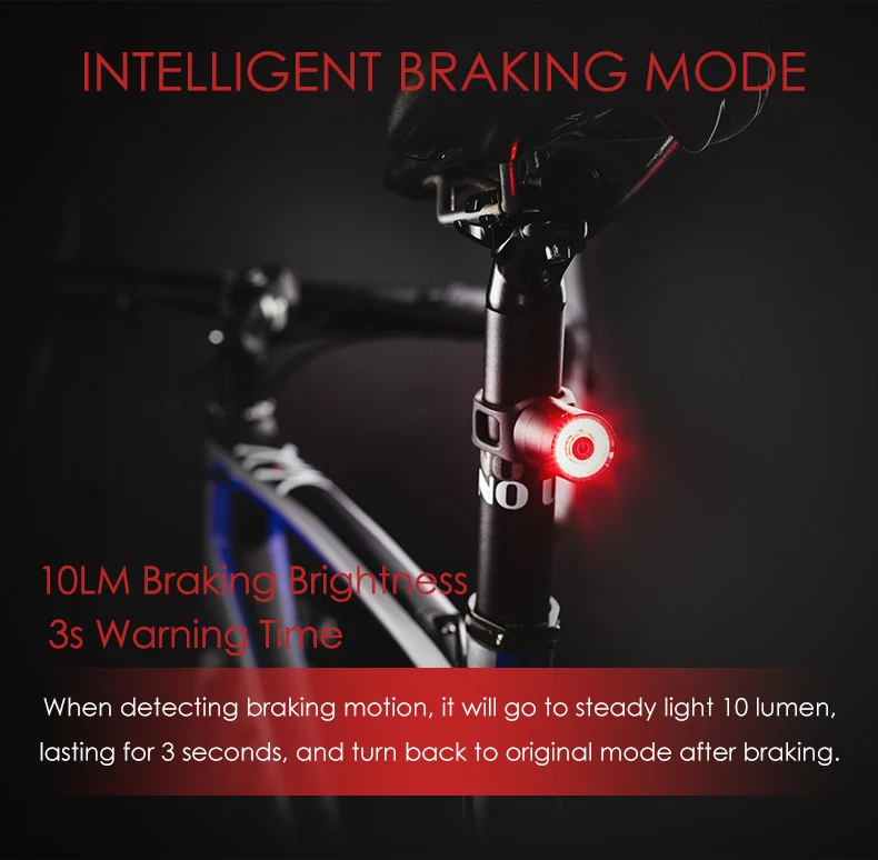 Excellent GACIRON Usb Bike Tail Light lantern Smart Brake Sensor Taillights MTB Road Cycle Rear Led Waterproof Bycicle Back Lights 4