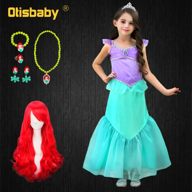 Платье Русалочки для девочек платье принцессы Ариэль русалки с оборками на Новый