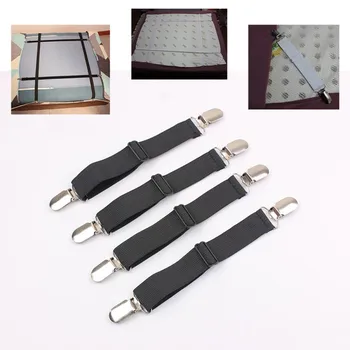 

4 PCS Bedsheet Clamp Adjustable Elastic Band Mattress Cover Corner Support Clip Bed Sheet Fasteners Straps