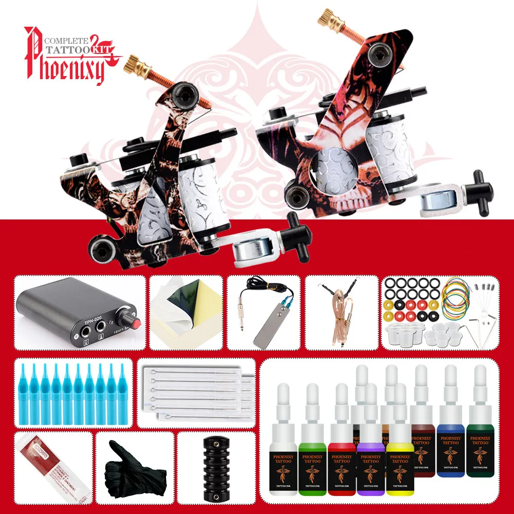 10 colors ink set Полный комплект татуировки 2 машины пистолет 6/10/20 Цвета, набор чернил для татуажа, мини Питание косметика "сделай сам" тела Красота Перманентная Татуировка комплект - Цвет: 10 colors ink set