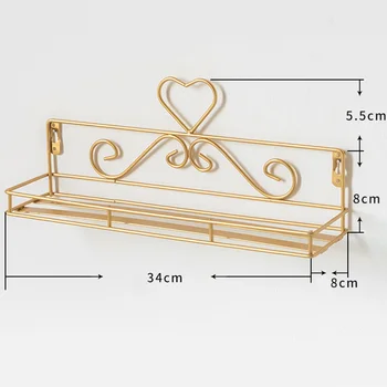 

Home Decoration Wrought Iron Picture Frames Wall Mounted Kitchen Nordic Style Punch Free Floating Shelf Office Flower Pot