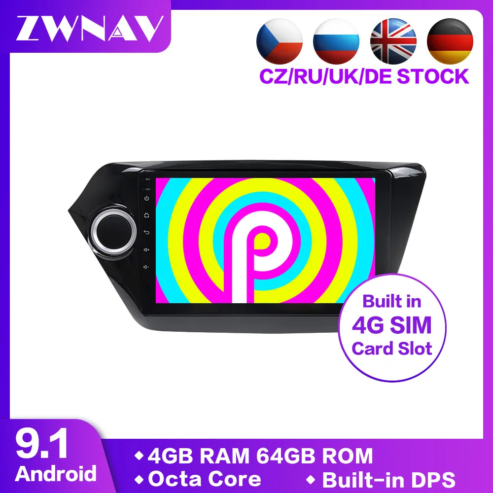 Zwnav Android 9,1 автомобильный dvd для kia rio 3 4 2011- автомобильный Радио Мультимедиа Видео плеер навигация gps 2 din встроенный DSP SIM Слот