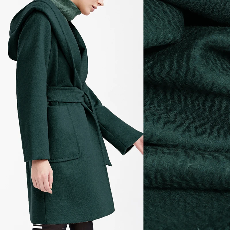 Качественное осенне-зимнее Двухслойное пальто из овечьей шерсти черного и зеленого цвета, ширина 140 см, вес 800 г/м, верхняя одежда из ткани DE1143