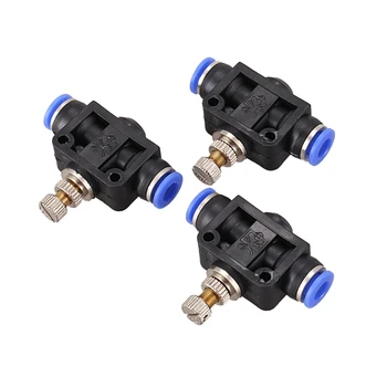 

New Pneumatic Quick Fitting 6mm to 6mm Push In Speed Controller Valve 3pcs