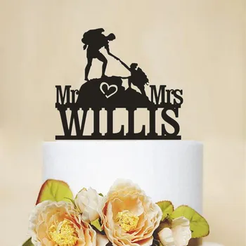 

Custom Mountaineering Cake Topper Bride Groom Climbing Personalized Cake Topper Unique Wedding Engagement Party Gifts Cake Decor
