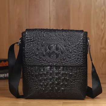 

Men's shoulder bag high quality leather crocodile pattern messenger bag business handbag