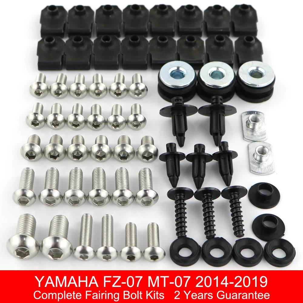 Fit For Yamaha MT07 FZ-07 2014 2015 Complete Fairing Bolts Kit Speed Nuts Fairing Clips Stainless Steel