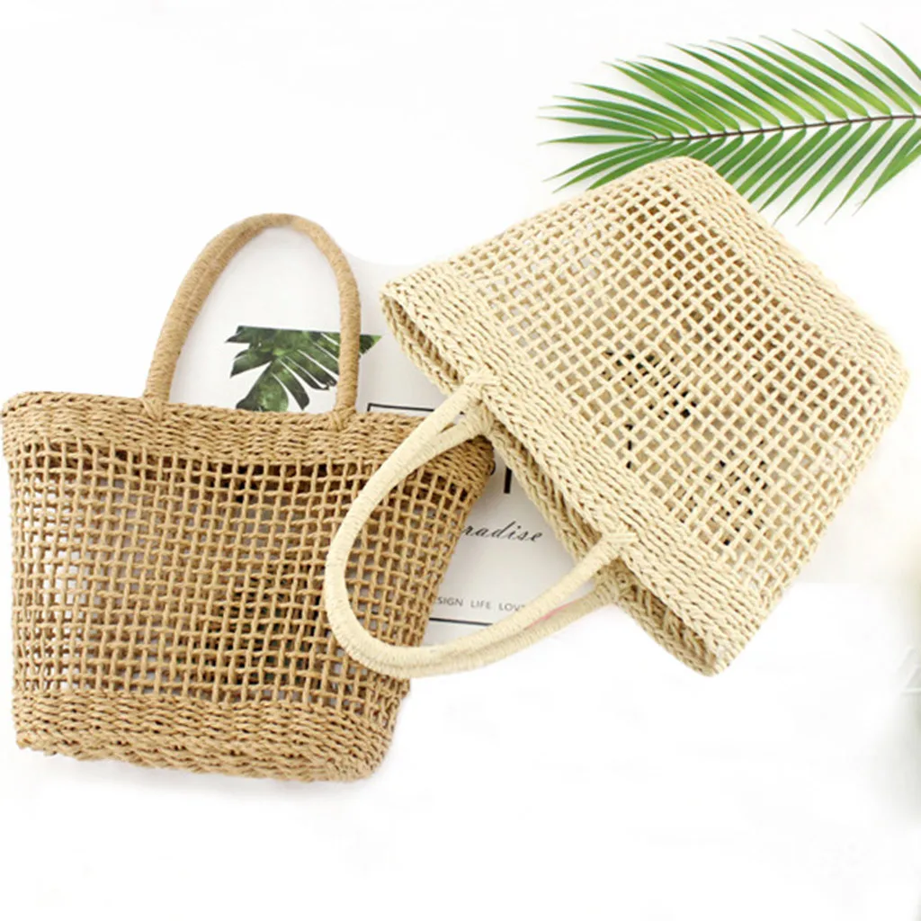 Женская сумка из ротанга Boho большая плетеная Сумка через плечо в стиле ретро