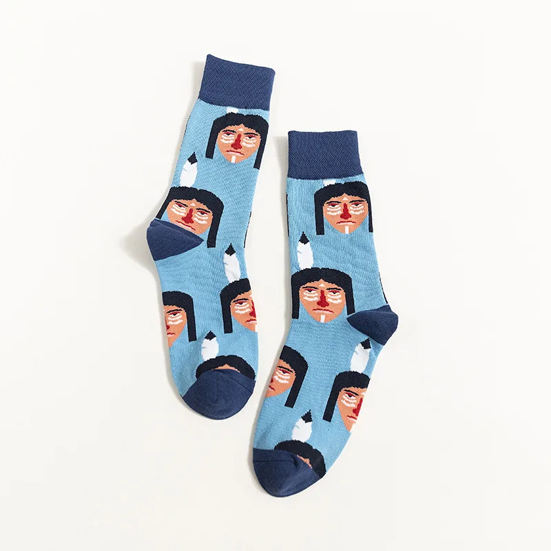 Хлопковые носки унисекс с рисунком; коллекция года; сезон осень-зима; новые трендовые дышащие дезодорирующие носки унисекс - Цвет: Синий