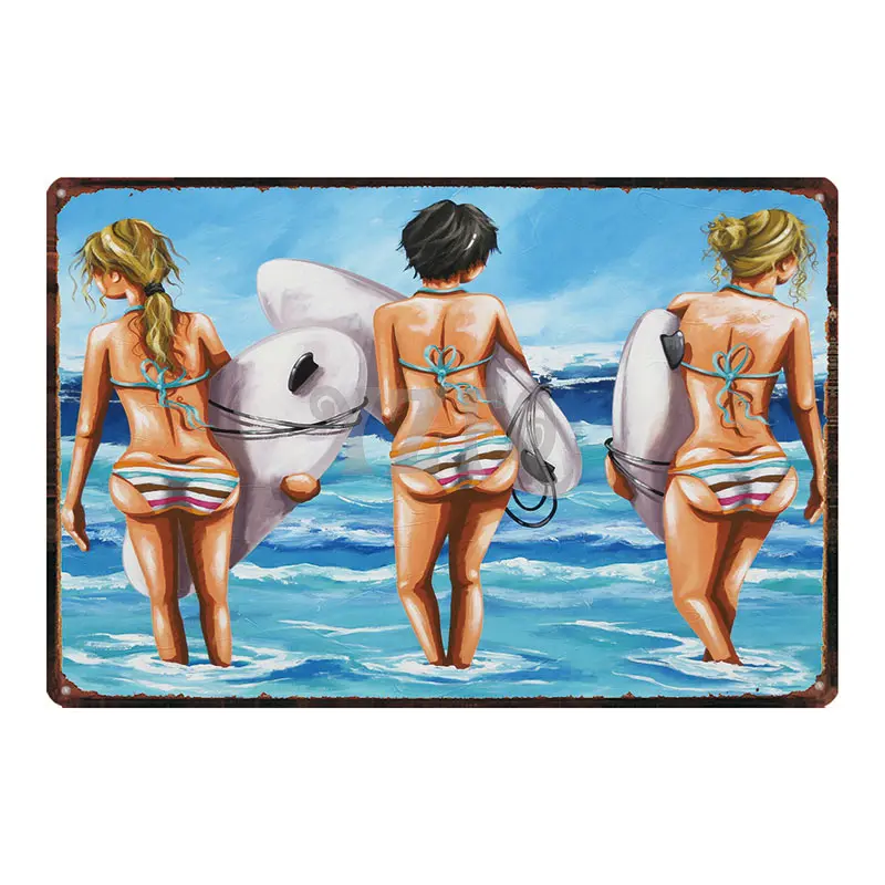 TIKI Bar вывеска для серфинга металлические вывески лето пляж потертый шик Винтажный стиль стены паба домашний декор для ресторана металлический плакат DU-3029A - Цвет: DU-3036