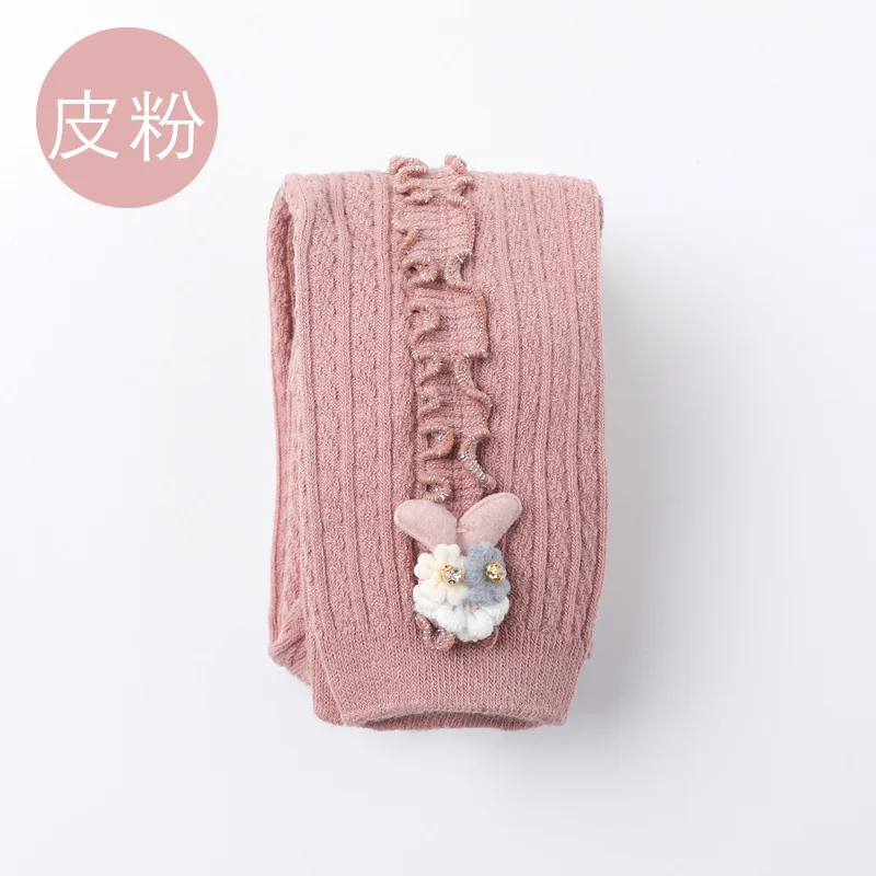 dark pink Детские штаны в полоску с героями мультфильмов; сезон осень-зима; детские леггинсы; теплые леггинсы для детей; леггинсы для танцев для девочек - Цвет: dark pink