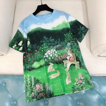 

Women Clothes Print Flower Perfume Bottle Sweet Short Sleeve T-shirt Printed Women Shirt T Female T-shirt Top Casual Women Tee