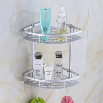 

Double Layer Bathroom Shelf Bathroom Products Holder Creative Cosmetic Storage Racks Punch-Free Triangle Shelf Bath Accessories