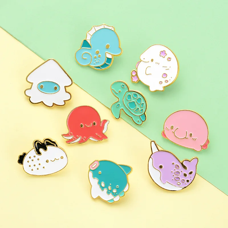 Sea Turtle Octopus Animals Enamel Pins Kids Brooches On Clothes Holiday  Gift Shoolbag Badges - Brooches - AliExpress