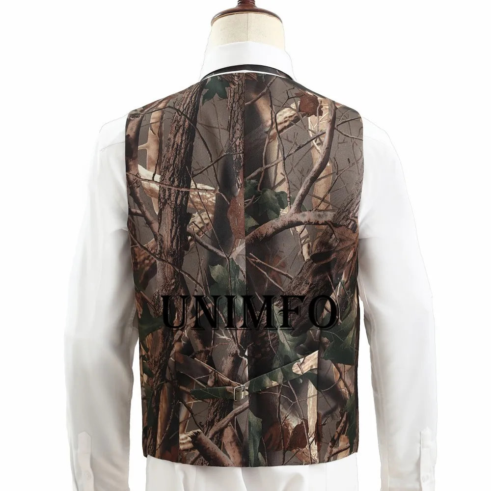 Camo Groom Vests Country Single Breasted Wedding Party for Men Attire Groomsmen Prom Waistcoat Hunter