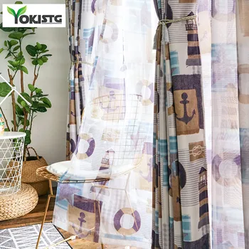 

YokiSTG Cartoon Blackout Curtains For Living Room Kids Bedroom Star And Anchor Pattern Decorative Window Treatment Drapes