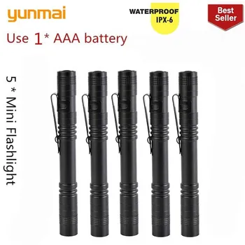 

5 PCS Super Small Mini LED Flashlight Set Handheld Pen Light linterna Pocket Torch with High Lumens for Camping, Fishing