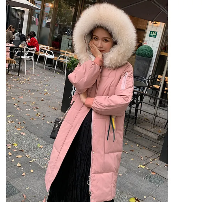 Jacket New Woman Overknee Down Cotton Long Overcoat Coltsfoot Cotton Thick warm Jacket Loose Fur collar Coat Female Tide G102