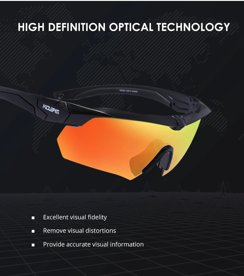 KDEAM высококачественные спортивные солнцезащитные очки для мужчин прочный TR90 материал оправы цельный Lense с УФ защитой