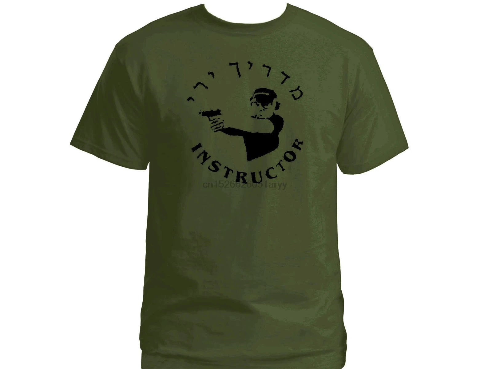 2019 Shooting Instructor English Hebrew army green 100% cotton graphic top t-shirt |