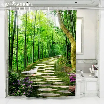 

Forest Bathroom Curtain 3d Shower Curtains for Bath Decor Douchegordijn Cortinas De Bano Rideau de douche duschvorhang 6 Size