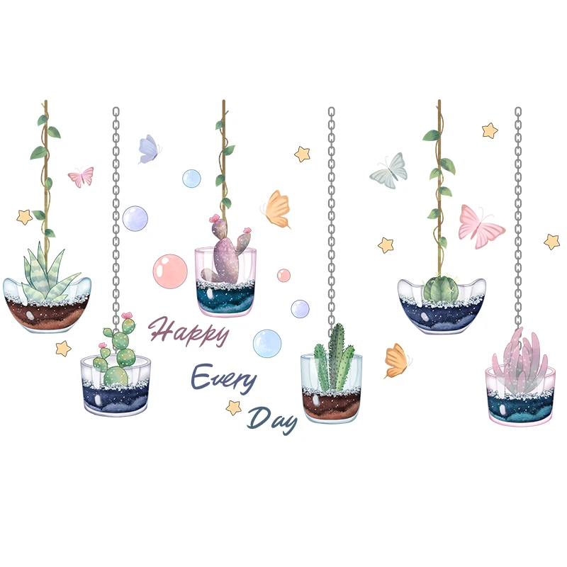 Potted Plant Succulent Bonsai Self-adhesive BabyHome Wall Sticker Wallpaper Art Mural Decal DIY Vinyl Decorative Wall Decoration (10)