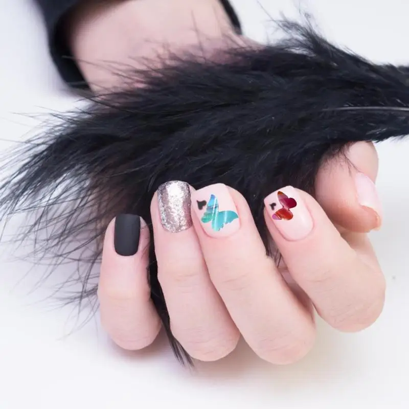 8 шт./компл. бабочка лазерный Nail Art Стикеры хорошее Материал гибкость нежный дизайн самоклеящаяся DIY Декор для маникюра наклейка