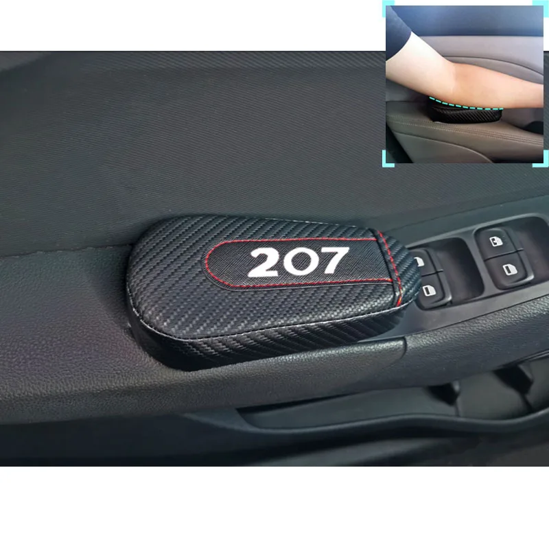Для peugeot 207, 1 шт., углеродное волокно, кожа, авто подушка для ног, наколенник, автомобильная дверь, накладка на руку, автомобильные аксессуары, защита для автомобиля