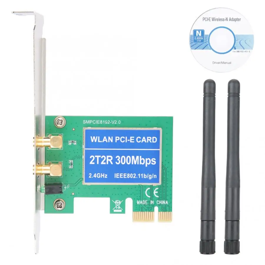 Сетевая карта 32/64 бит PCI-E интерфейс беспроводная сетевая карта wifi 300 Мбит двойная приемная антенна Сеть карта для ноутбука