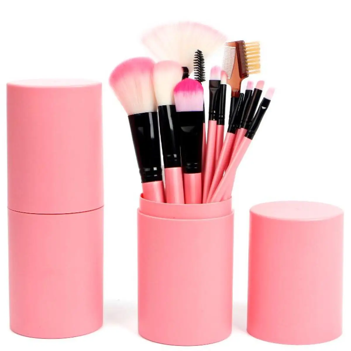 pink 12 шт дорожный портативный набор кистей для макияжа для тонального крема пудра Румяна Тени Карандаш для глаз карандаш для бровей Кисть для губ набор кистей для макияжа - Handle Color: pink