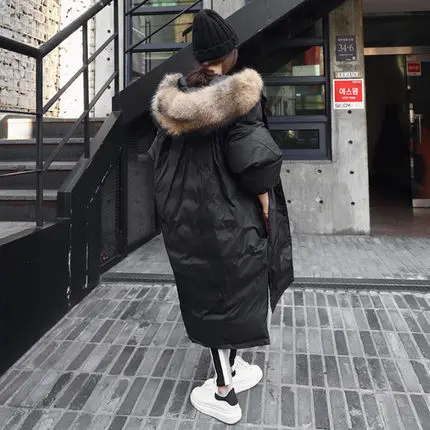 

Over-the-Knee Mid-length Cotton-padded Clothes WOMEN'S Coat Korean-style Winter New Style Thick down Cotton fu da Fur Collar Cot