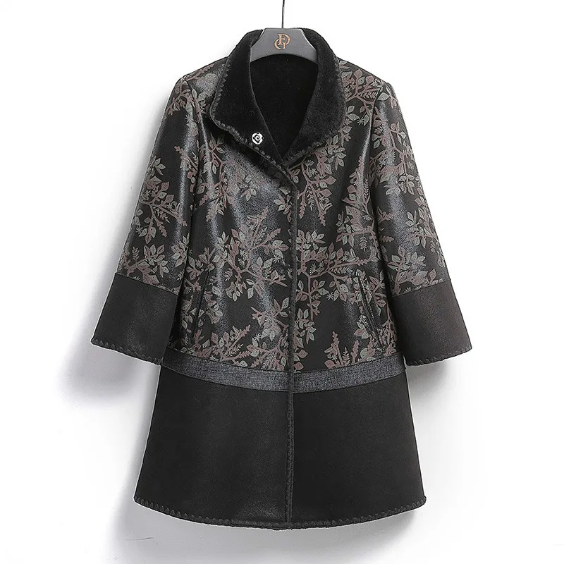 

Sheep Shearling Winter Coat Women Real Leather Jacket Vintage Real Fur Coat Women Two Side Wear Plus Size Jacket FL663 YY1047