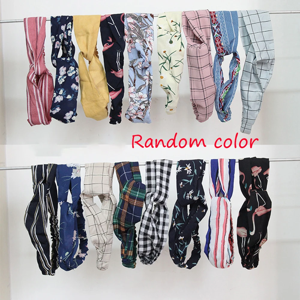 

SOKU Women Headband Vintage Cross Knot Turban Elastic Hair Bands Headwear Hair Accessories Soft Solid Girls Hairband New