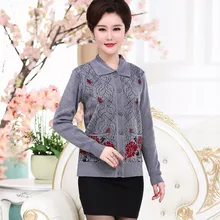 Кардиганы, свитера, женские вязаные пальто, трикотаж с принтом, топы, весна-осень, Новые свитера для мам среднего возраста