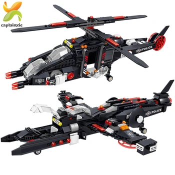 

577pcs SWAT Anti-submarine Amphibious Helicopter Ship Building Blocks City Police Model Bricks Set Toys For Children Boys