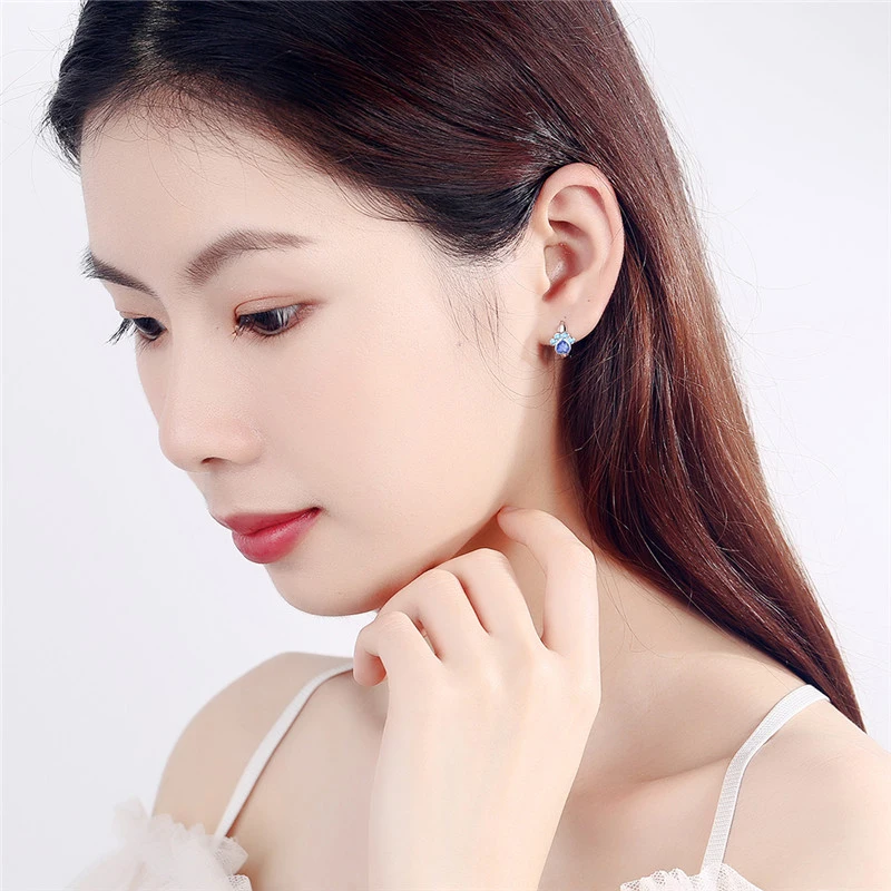 Huitan Minimalist Footprint Circle Earring for Women Inlay Shiny CZ Stone Creative Design Versatile Hoop Earrings Trendy Jewelry - Image 6
