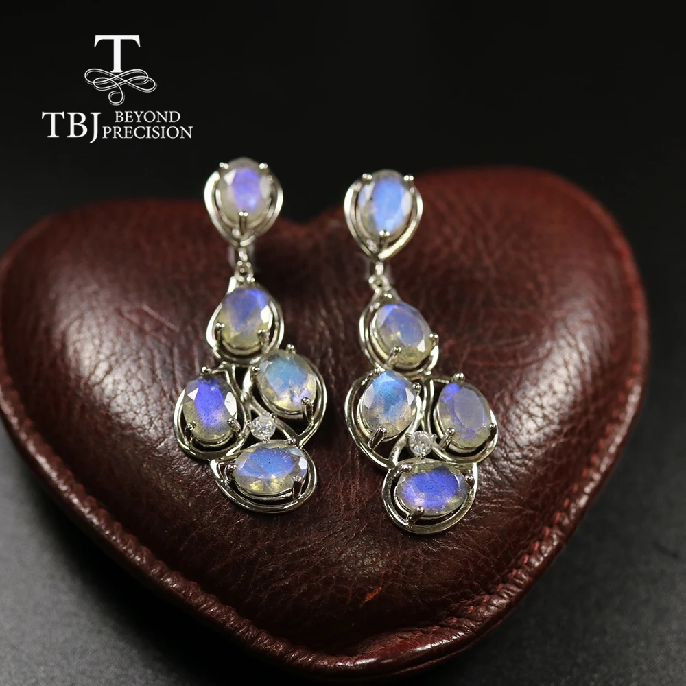 Tanie Naturalne 15ct labradoryt kamień szlachetny kolczyk 925 sterling silver fine jewelry kreatywny projekt dla kobiet w partii z tbj promocja