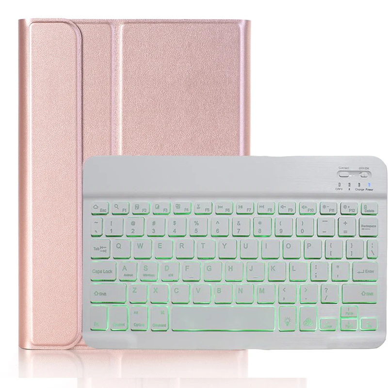 rose gold Магнитный умный чехол из искусственной кожи чехол с 7 цветами с Подсветкой Bluetooth клавиатура и карандаш слот для iPad 10,2 Gen 7th планшет - Цвет: rose gold