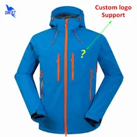 Customize LOGO Waterproof Hiking Clothing Thermal Fleece Softshell Jacket Men Hoodie Windproof Ski Climb Hunting Fishing Clothes