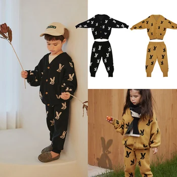 

2020 Limt Kids New Autumn Knit Sweaters for Boys Girls Cute Rabbit V-neck Cardigan Baby Child Cotton Fashion Clothes Winter