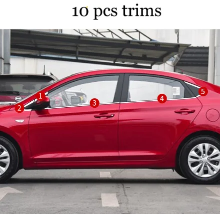 Накладки на окна автомобиля из нержавеющей стали для hyundai solaris hyundai verna 5-го поколения - Цвет: 10 pcs trims 2