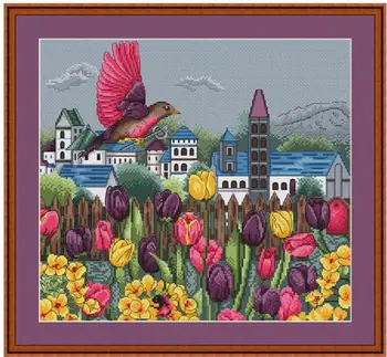 

Top MM Gold Collection Counted Cross Stitch Kit Cross stitch RS cotton with cross stitch Merejka Tulip Garden