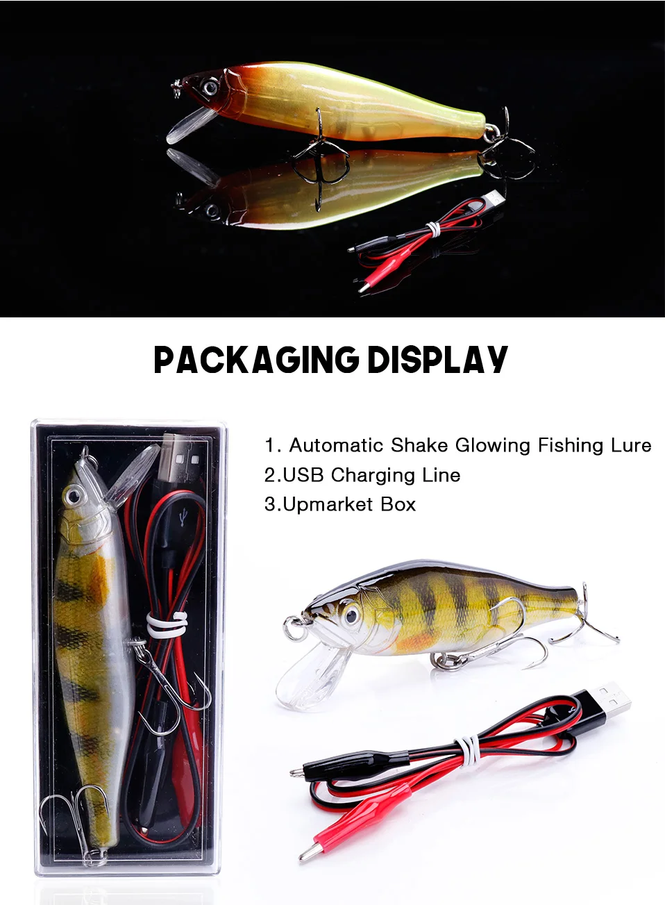 VTAVTA 10cm 16g Rechargeable Electric Fishing Lure Led Light Shake Floating Wobbler For Pike Fishing Artificial Hard Bait Minnow 024