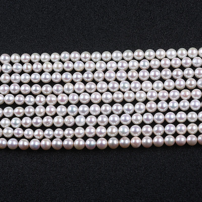 Fine Jewelry Hot Selling Chinese Akoya Round Shape Natural White Color Pearl Strand 4