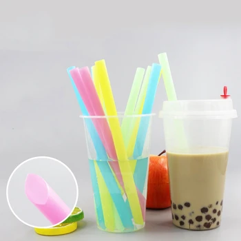 

100Pcs/pack Color Disposable Pearl Milk Tea Straws Large Diameter Straw Individually Transparent Package Thicken Party Straws