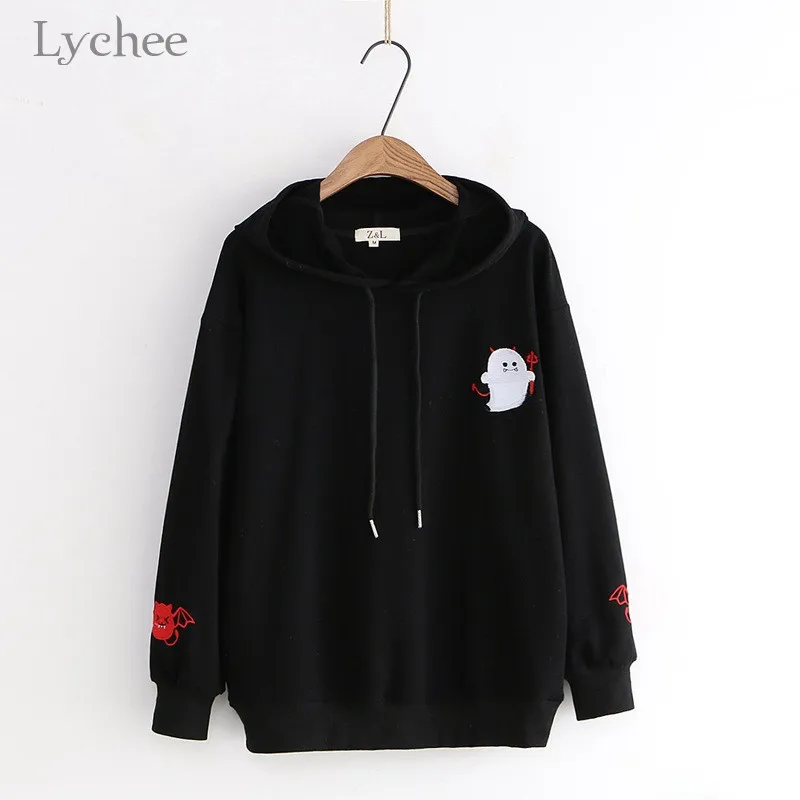 Lychee повседневные женские толстовки в стиле Харадзюку пуловеры с вышивкой