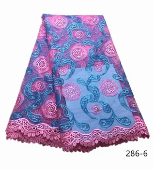 

2020 Embroidered lace african guipure french lace fabric Violet color high quality nigeria mesh cord lace fabric for wedding 286