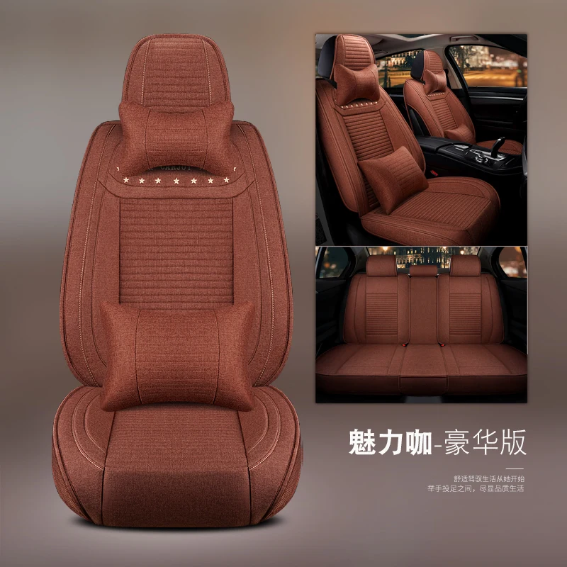 Полное покрытие льняное волокно чехол для автокресла Чехлы для Chevrolet spark a aveo b chevrolet cruze cobalt - Название цвета: Brown luxury